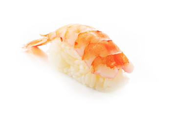 Sushi shrimp over white