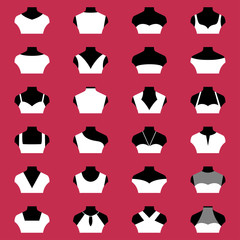 Types of necklines, vector illustration