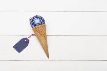 Decorated Christmas gift on vintage white background