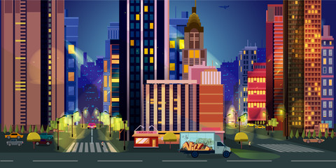 City Illustrations for games, Night  Background