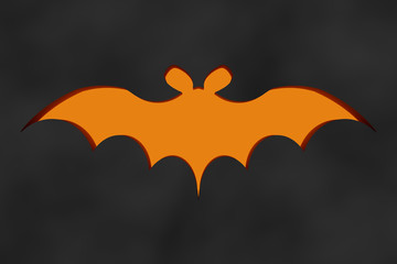 Orange bat flying on black background