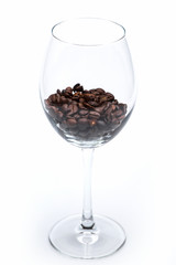 Coffee beans inside wine glass