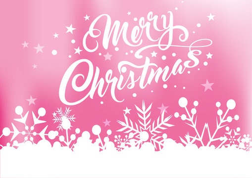 Merry christmas calligraphic text on pink background  for your design