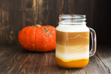 Spice pumpkin latte with pumpkin puree