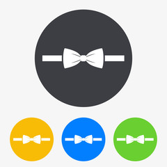 Icono plano corbata de lazo en circulo varios colores