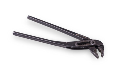 Old pliers isolated on white background