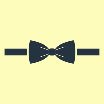 Icono plano corbata de lazo sobre fondo amarillo