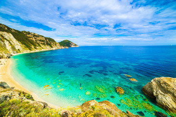Fototapeta na wymiar Panoramic view of Sansone beach, Elba Island, Tuscany,Italy.