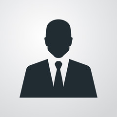 Icono plano silueta hombre con traje sobre fondo degradado