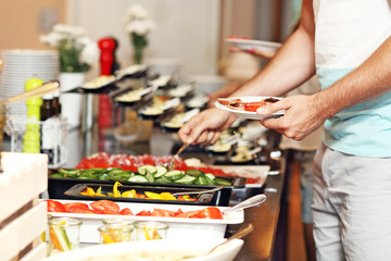 Breakfast buffet in hotel