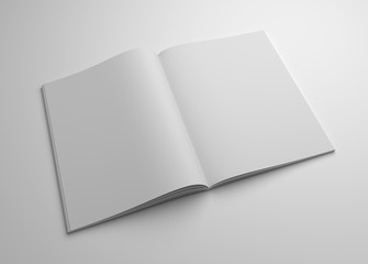 Blank 3D illustration opened magazine mock-up