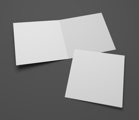 Blank 3d rendering square greeting cards