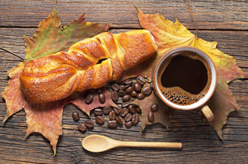 Coffee and sweet bun