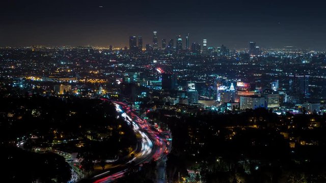 Hollywood and Los Angeles at Night Timelapse