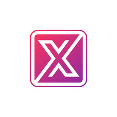 Letter X logo,Rounded rectangle shape symbol,Digital,Technology,Media