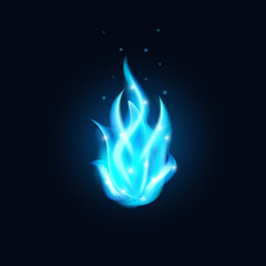 Vector blue fire background. Beautiful blue flame illustration.