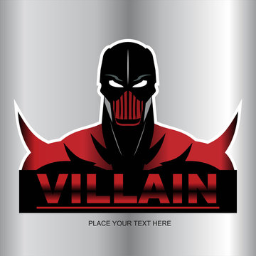 Great Red Villain isolated on metallic background