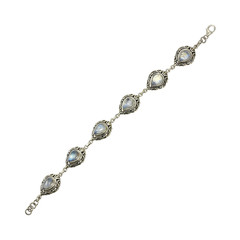Fototapeta premium Silver bracelet with moonstone stones on white
