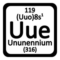 Periodic table element ununennium icon.