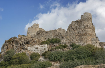 Asklipio Castle,  Rhodes Island, Greece. Asklipio Castle was built in the XIII century. Local residents long ago used it during the invasion of pirates.