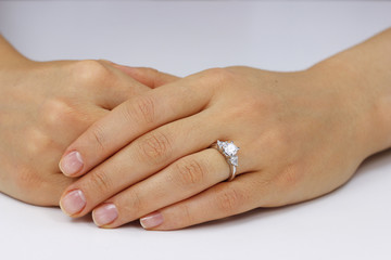 Close up of female hands with ring