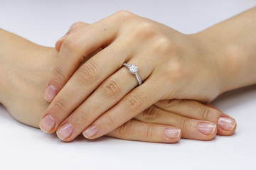 Close up of female hands with ring