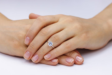 Close up of female hands with ring