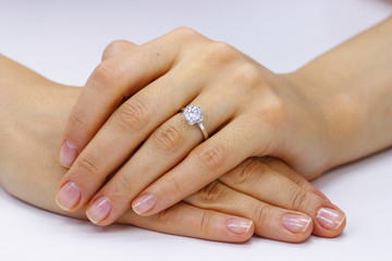 Close up of female hands with ring