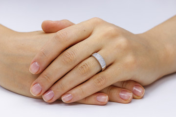 Close up of female hands with ring