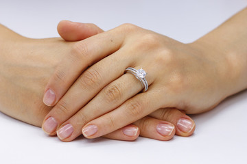 Close up of female hands with ring