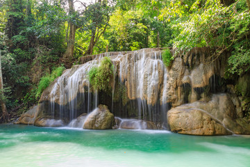 Fototapeta na wymiar Arawan Waterfall in kanchanaburi Thailand.