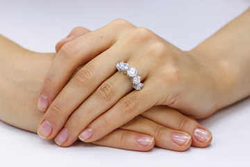 Close up of female hands with ring