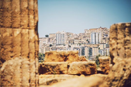 View of the Valley of the Temples in Agrigento, Sicily, Italy