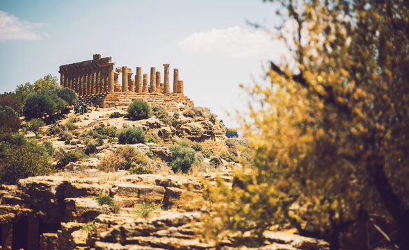 View of the Valley of the Temples in Agrigento, Sicily, Italy
