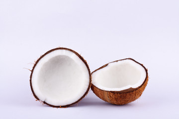 fresh coconut half clipping path for coconut milk  on white background fruit food isolated
