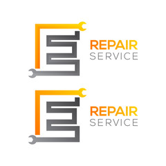 Letter E with wrench logo,Industrial,repair,tools,service and maintenance logo for corporate identity