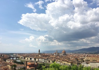FLORENCE, ITALY - JULY 25, 2016 : cityscape of Florence and the beautiful land of Tuscany
