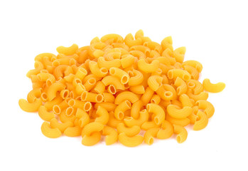 macaroni pasta close up isolated on white background