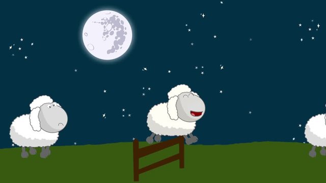 Counting Sheep that Jumping Above a Wooden Fence on a Full Moon Night