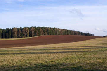 Fototapeta na wymiar Meadows and hills during autumn