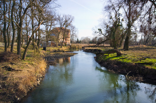 Bystrzyca river in Wroclaw - Poland