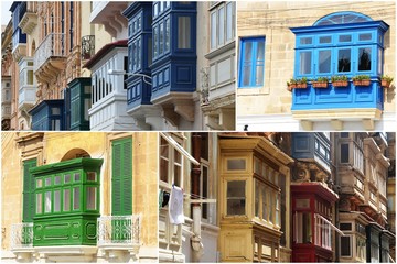 Les balcons colorés de La Valette à Malte