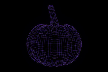 Pumpkin in Hologram Wireframe Style. Nice 3D Rendering
