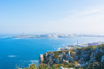 Panorama della citt&agrave; di La Coruna in Spagna. Vista dell'Oceano Atlantico