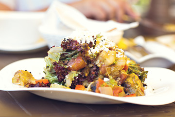 Roast vegetable and goat cheese salad