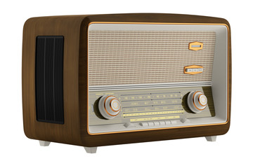 vintage radio isolated on white background