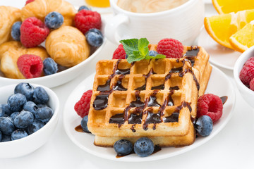 traditional sweet waffles for breakfast, closeup
