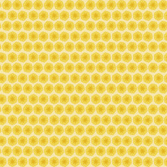 Cute funny background seamless pattern with many repeating stylized yellow flowers on the yellow fond. Vector illustration eps