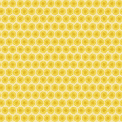Cute funny background seamless pattern with many repeating stylized yellow flowers on the yellow fond. Vector illustration eps