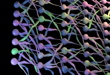 Colorfull neuronal network. neuron net. 3D Illustration.